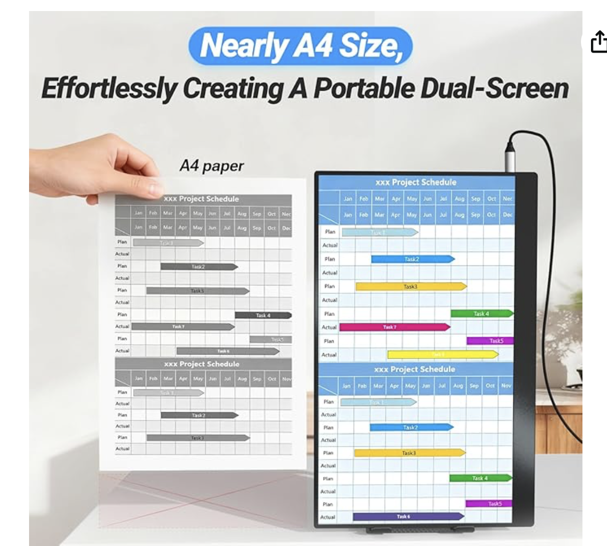 Nearly A4 Size, Effortlessly Creating A Portable Dual-Screen